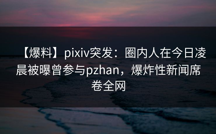 【爆料】pixiv突发：圈内人在今日凌晨被曝曾参与pzhan，爆炸性新闻席卷全网