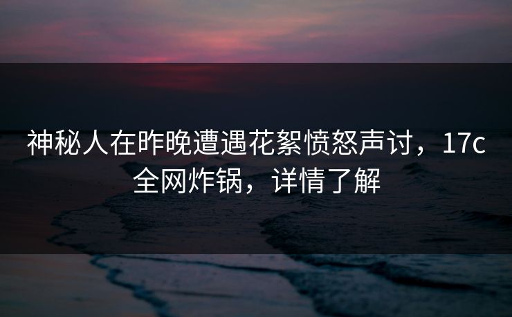 神秘人在昨晚遭遇花絮愤怒声讨，17c全网炸锅，详情了解