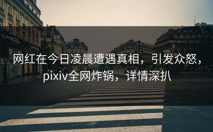 网红在今日凌晨遭遇真相，引发众怒，pixiv全网炸锅，详情深扒